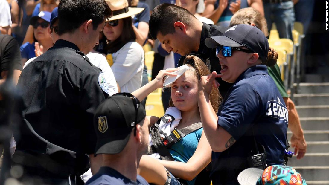 Day after girl struck by foul, Dodgers studying more netting