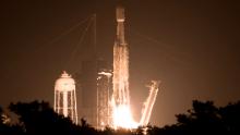 A SpaceX Falcon Heavy rocket carrying 24 satellites as part of the Department of Defense's Space Test Program-2 (STP-2) mission launches from Launch Complex 39A, Tuesday, June 25, 2019 at NASA's Kennedy Space Center in Florida. Four NASA technology and science payloads which will study non-toxic spacecraft fuel, deep space navigation, "bubbles" in the electrically-charged layers of Earth's upper atmosphere, and radiation protection for satellites are among the two dozen satellites that will be put into orbit. Photo Credit: (NASA/Joel Kowsky)