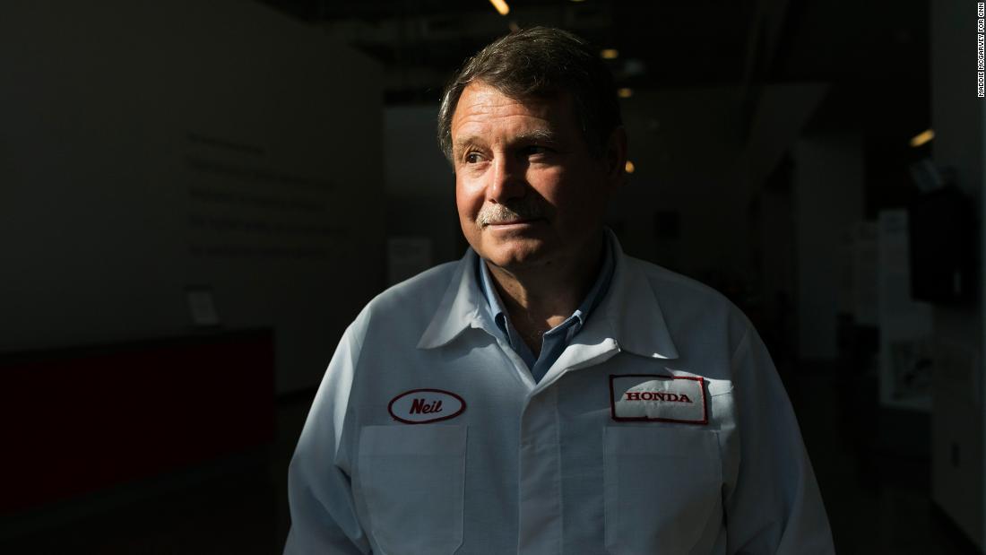 Neil Vining was one of the 64 original hires at Honda&#39;s first motorcycle plant in Marysville. He is now a chief engineer. He says it&#39;s Honda&#39;s work culture, which challenges workers to keep growing, that made him want to stay. &quot;Mr. Honda believed ordinary people could do extraordinary things,&quot; Vining said.