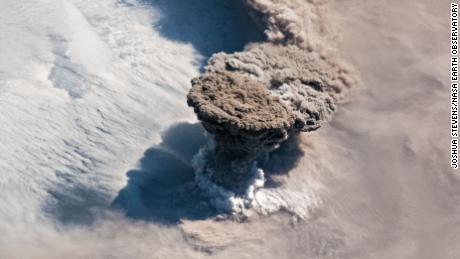Raikoke eruption seen from space.