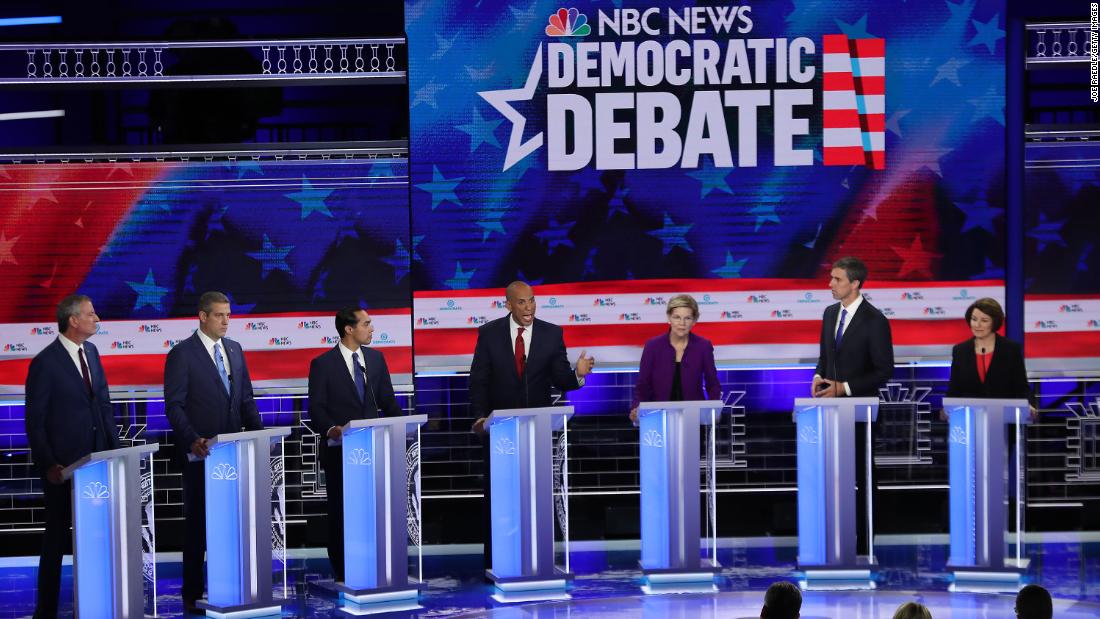 None of the candidates &lt;a href=&quot;https://www.cnn.com/politics/live-news/democratic-debate-june-26-2019/h_163ce5a8d87984a3da47ad1591709788&quot; target=&quot;_blank&quot;&gt;is polling above 35% nationally.&lt;/a&gt; Four years ago, Hillary Clinton was polling at around 60%.