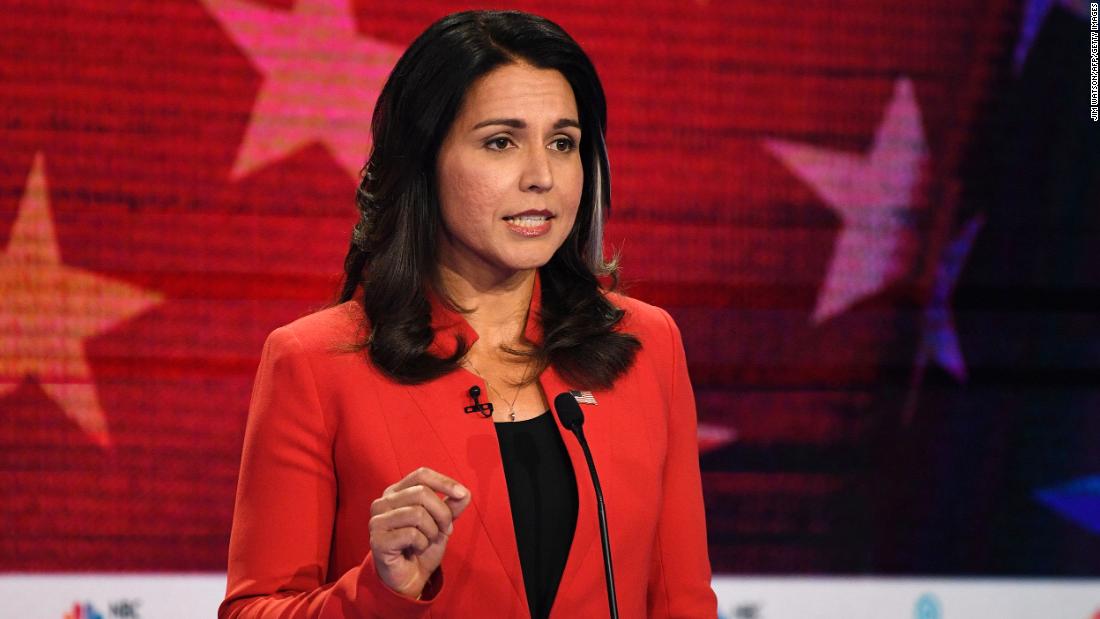 Gabbard, an Iraq War veteran from Hawaii, was elected to the House of Representatives in 2012. She is one of six women seeking the Democratic Party&#39;s nomination.