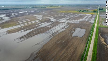 Water-soaked farm fields in Illinois