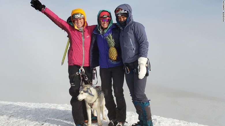 Loki joins owner Elizabeth Briggs, McKenzie Johnson and Mel Olson at the top of Mount Rainier, making Loki the first medical service dog to complete the feat.
