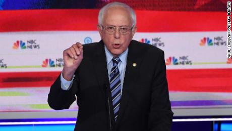 Democratic presidential hopeful US Senator for Vermont Bernie Sanders speaks during the second Democratic primary debate of the 2020 presidential campaign season hosted by NBC News at the Adrienne Arsht Center for the Performing Arts in Miami, Florida, June 27, 2019. (Photo by SAUL LOEB / AFP)        (Photo credit should read SAUL LOEB/AFP/Getty Images)