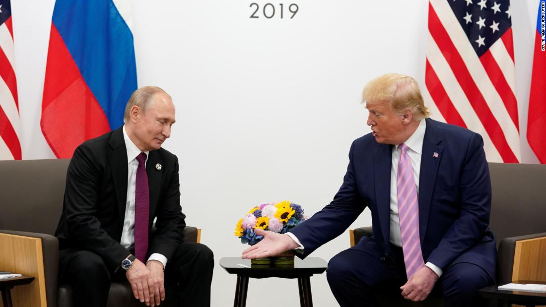 Russia's President Vladimir Putin and US President Donald Trump talk during a bilateral meeting at the G20 leaders summit in Osaka, Japan, June 28, 2019. 's President Vladimir Putin and US President Donald Trump talk during a bilateral meeting at the G20 leaders summit in Osaka, Japan, June 28, 2019. 
