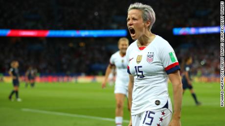 Rapinoe celebrated her second goal in an emotional manner. 