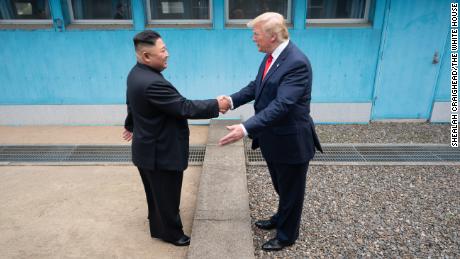 Trump meets Kim Jong Un at the DMZ in June 2019.