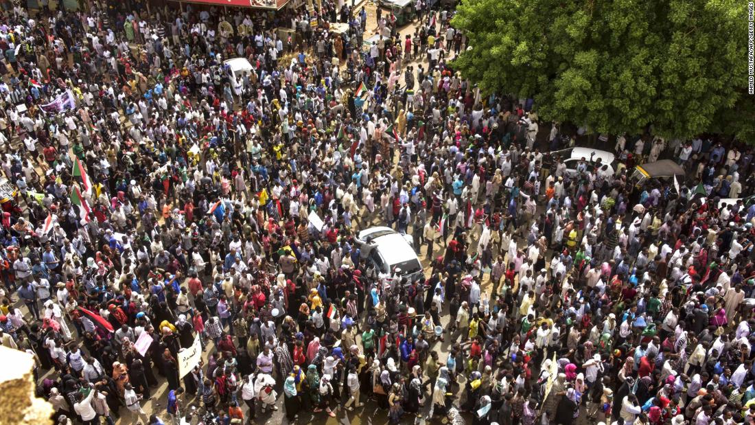 Sudanese protesters march in a mass demonstration against the country&#39;s ruling generals in the capital&#39;s twin city of Omdurman on June 30.