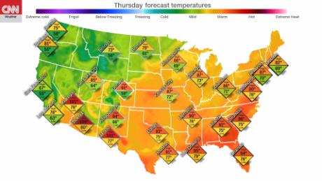 More than a third of the US will reach 90 degrees on Independence Day