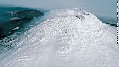 This aerial photograph shows the summit of Mount Michael.