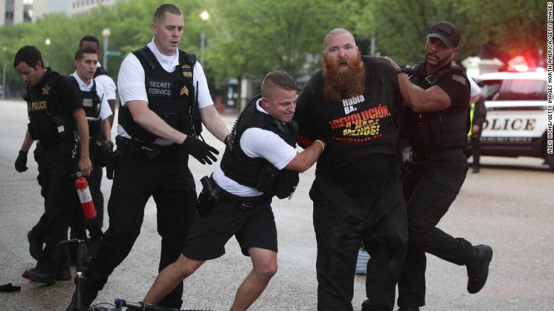 Protesters Clash After American Flag Burned Outside White House