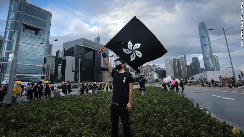 18x18 Hong Kong Pride Support Hong Kong Movement Protest Umbrella Orchid HKG Flag Throw Pillow Multicolor