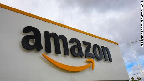 A picture shows the Amazon logo at the entrance area of the Amazon logistics centre in Lauwin-Planque, northern France, on March 4, 2019. (Photo by DENIS CHARLET / AFP)        (Photo credit should read DENIS CHARLET/AFP/Getty Images)