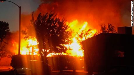 House fire in Ridgecrest, California moments after a earthquake struck the area on Friday, July 5. 