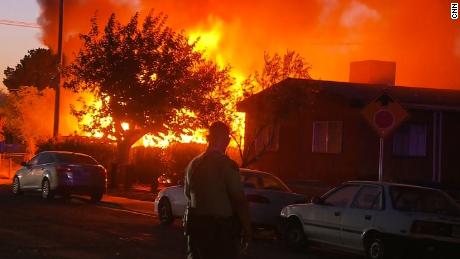 House fire in Ridgecrest, California moments after a earthquake struck the area on Friday, July 5. 