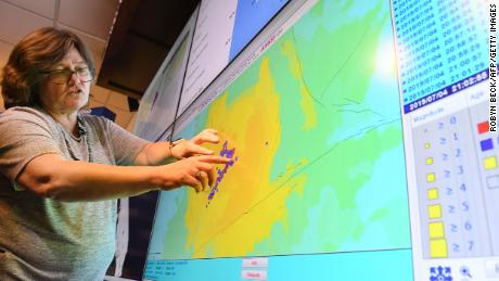 Seismologist Lucy Jones speaks at the Caltech Seismological Laboratory following the 6.4 Searles earthquake near Ridgecrest.