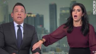 Terrifying moment anchors react to earthquake on set
