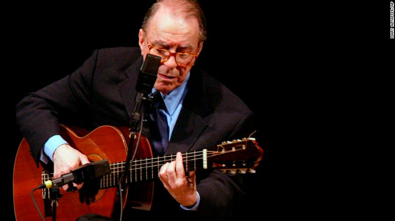 Brazilian composer JoÃ£o Gilberto performs at Carnegie Hall in New York on June 18, 2004.
