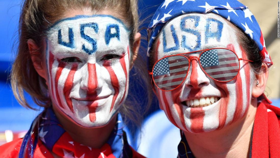 US fans get ready for the match at the stadium.