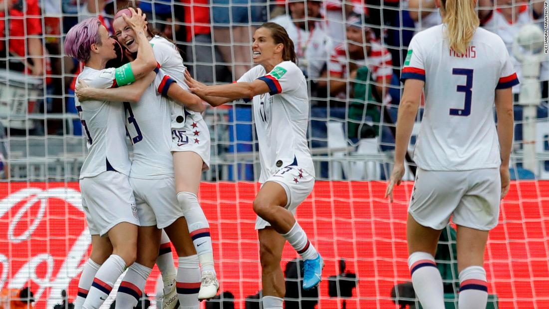 Rose Lavelle, third from left, scored the game&#39;s second goal in the 69th minute.