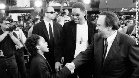 Will Smith, center, and Rip Torn, right during Men in Black II Premiere at Mann Village Theatre in Westwood, California, United States.