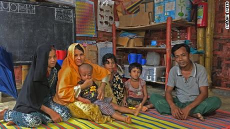 Family taking shelter in a nearby UNICEF/NOG Learning Center that survived the landslide caused due to heavy rain fall and put their house at risk. (July 7, 2019)