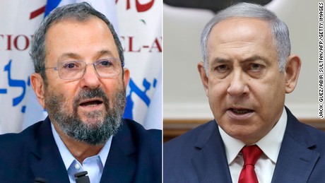 Prime Minister Benjamin Netanyahu (right) and political rival Ehud Barak.