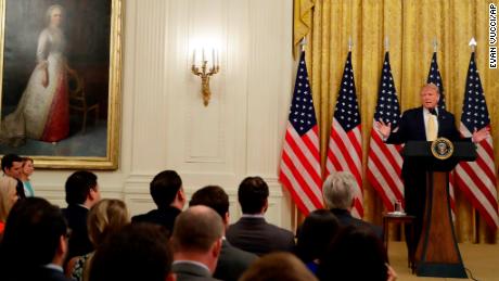 President Donald Trump speaks during the &quot;Presidential Social Media Summit&quot; in the East Room of the White House