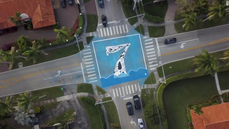 In Pinecrest, artist Xavier Cortada installed murals showing how many feet above sea level intersections are.