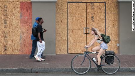 A storefront on the edge of the French Quarter is boarded up to prevent damage in anticipation of Barry. 