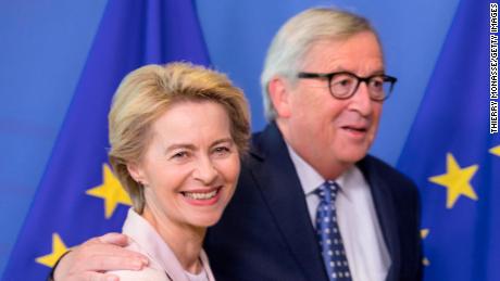 Ursula von der Leyen is favorite to succeed Jean-Claude Juncker (right) as European Commission President.