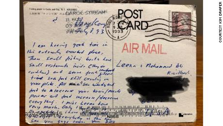 A postcard from Hong Kong will be returned -- 26 years later -- to its sender back home in Illinois