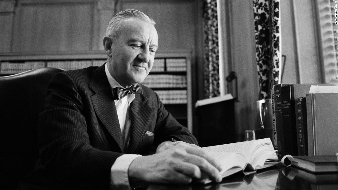 Stevens looks over some legal material on January 12, 1976, in his chambers in Washington prior to joining his colleagues for his first working session on the Supreme Court bench. 