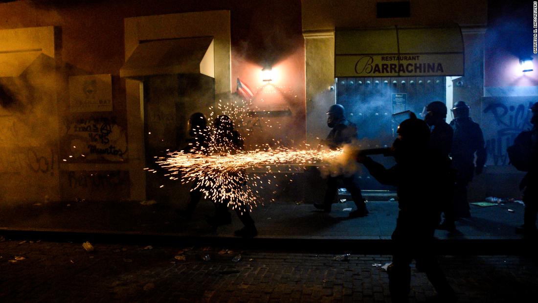 Police fire tear gas at demonstrators on July 17.