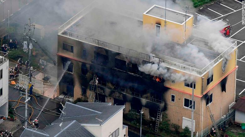 The fire broke out at a studio of Kyoto Animation Co. on July 18 in Kyoto, Japan.