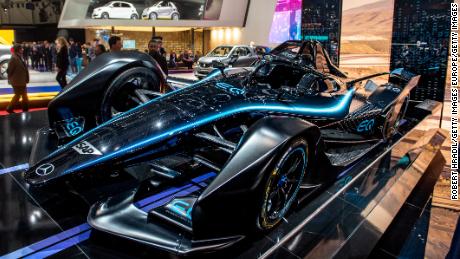 GENEVA, SWITZERLAND - MARCH 05: Mercedes formula-e car is displayed during the first press day at the 89th Geneva International Motor Show on March 5, 2019 in Geneva, Switzerland. (Photo by Robert Hradil/Getty Images)