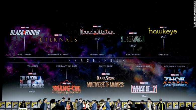 The Marvel Cinematic Universe Phase Four is announced during 2019 Comic-Con International on July 20, 2019 in San Diego, California. (Photo by Kevin Winter/Getty Images)