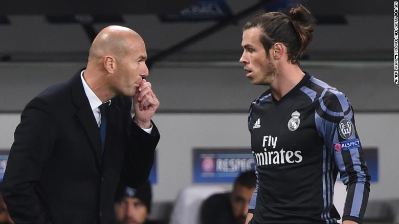 Zinedine Zidane (left) said Gareth Bale was on his way out of Real Madrid. 