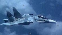 Image of a Venezuela SU-30 Flanker as it "aggressively shadowed" a U.S. EP-3 Aries II at an unsafe distance in international airspace over the Caribbean Sea July 19, jeopardizing the crew and aircraft. The EP-3 aircraft, flying a mission in approved international airspace was approached in an unprofessional manner by the SU-30 that took off from an airfield 200 miles east of Caracas. The U.S. routinely conducts multi-nationally recognized and approved detection and monitoring missions in the region to ensure the safety and security of our citizens and those of our partners. (Released by U.S. Southern Command)