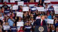GREENVILLE, NC - JULY 17: President Donald Trump speaks during a Keep America Great rally on July 17, 2019 in Greenville, North Carolina. Trump is speaking in North Carolina only hours after The House of Representatives voted down an effort from a Texas Democrat to impeach the President. (Photo by Zach Gibson/Getty Images)