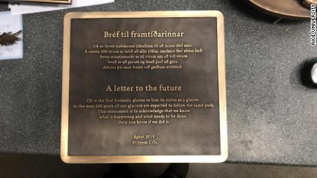 The memorial plaque for Iceland&#39;s Okjökull glacier contains a dire warning. 