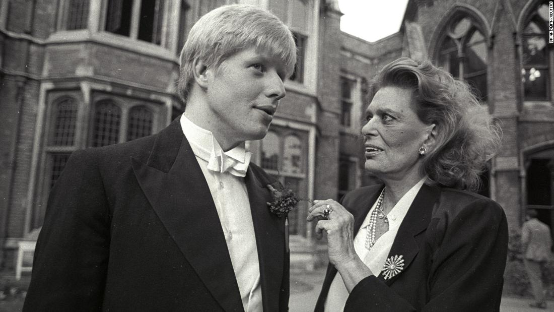 Johnson, 21, speaks with Greek Minister for Culture Melina Mercouri in June 1986. Johnson at the time was president of the Oxford Union, a prestigious student society.