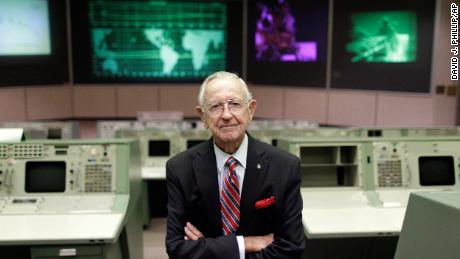 NASA Mission Control founder Chris Kraft in the old Mission Control at Johnson Space Center in 2011.