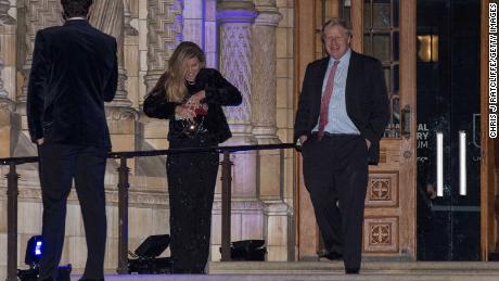 Then-Foreign Secretary Boris Johnson with Carrie Symonds at the Conservative Party&#39;s fundraising Black and White Ball in 2018. 