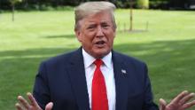 WASHINGTON, DC - JULY 24:U.S. President Donald Trump speaks to the media about the Mueller report before departing from the White House on July 24, 2019 in Washington, DC. Today former special counsel Robert Mueller testified before the House Judiciary and Intelligence Committees on his reports findings. (Photo by Mark Wilson/Getty Images)