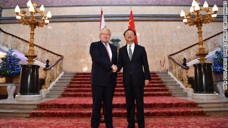 British Foreign Secretary Boris Johnson welcomes Chinese State Councillor Yang Jiechi as they meet for the UK-China Strategic Dialogue meeting on December 20, 2016 in London, England.