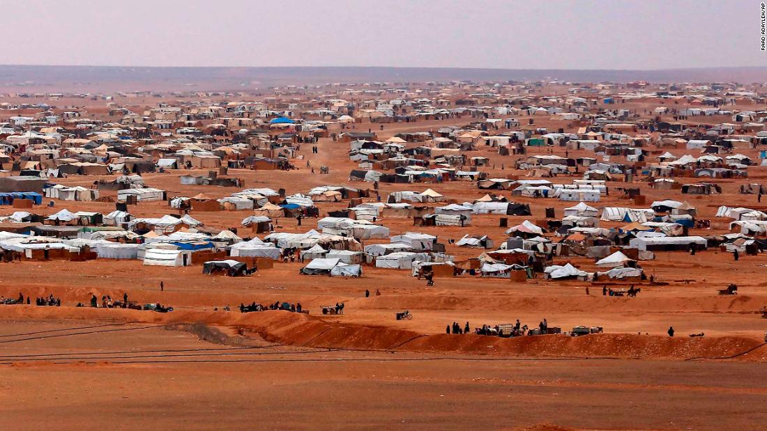 An aerial view of the informal Rukban camp, between the Jordan and Syria borders. 