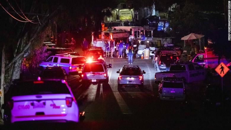 Police vehicles arrive on the scene following a deadly shooting at the Gilroy Garlic Festival in Gilroy, California, on Sunday, July 28.