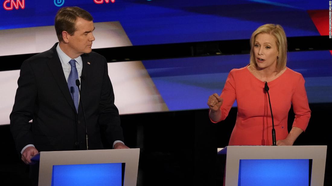 Gillibrand delivers an answer during the CNN Democratic debates in July 2019. At one point during the debate, Gillibrand said: &quot;The first thing that I&#39;m going to do when I&#39;m president is I&#39;m going to Clorox the Oval Office. The second thing I&#39;m going to do is I will reengage on global climate change.&quot;